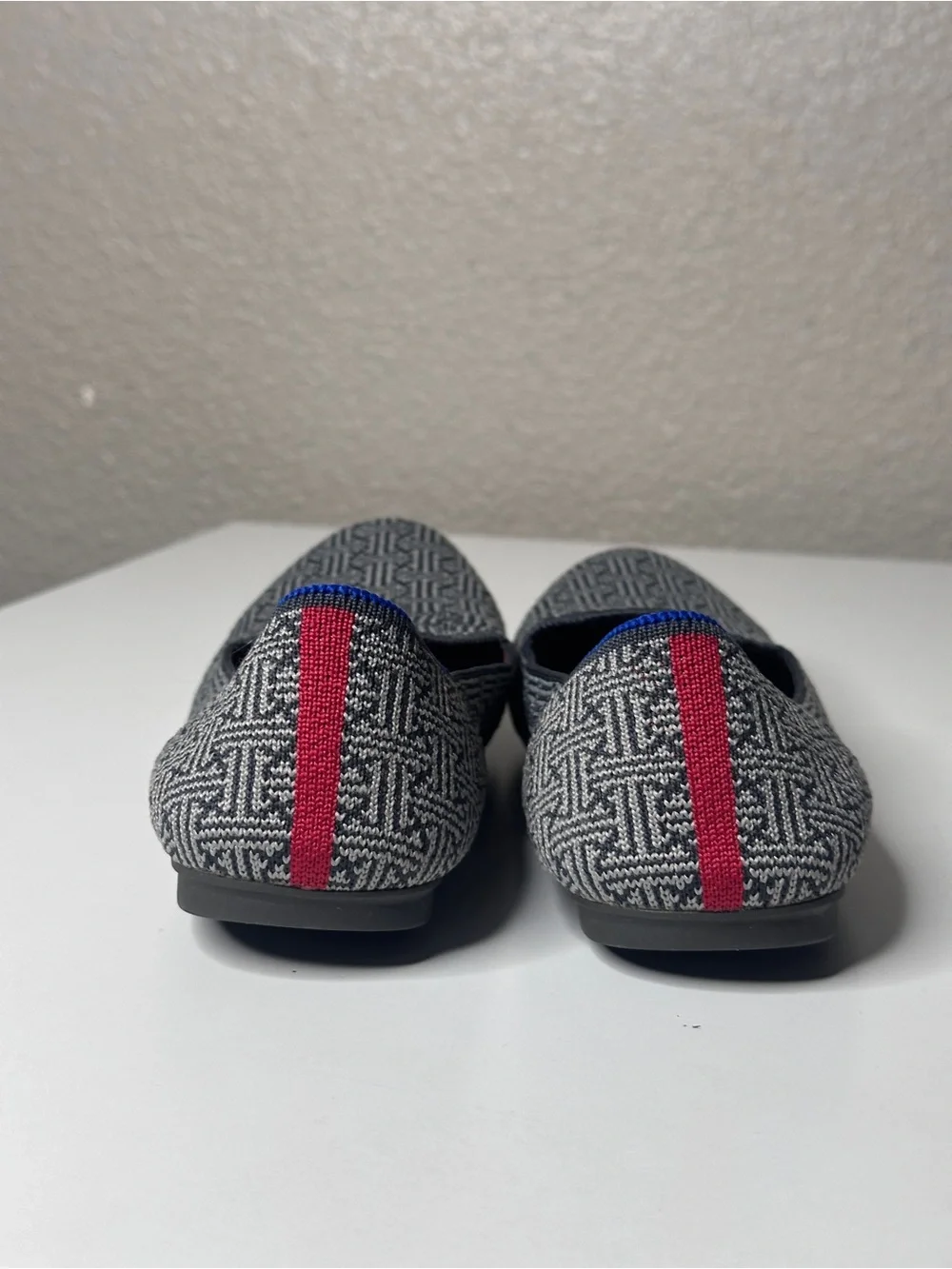 Rothy’s The Loafer Charcoal Grid Retired Pattern Gray Knit Flats 8